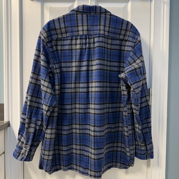 Vintage L.L. Bean Chamois Blue Plaid Flannel Button-Front Shirt Size XL-Reg - Picture 4 of 6